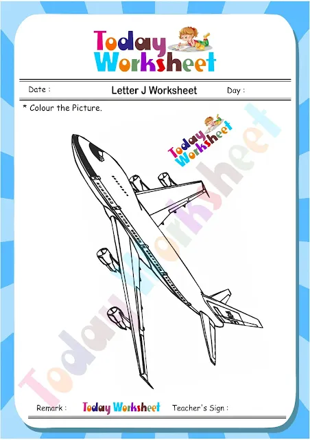 Letter J for jet color the picture , worksheet today
