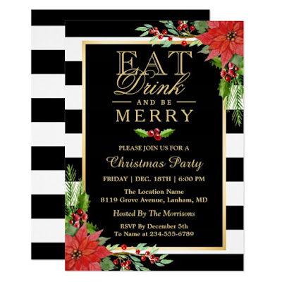  Eat Drink and Be Merry Christmas Party Invitation