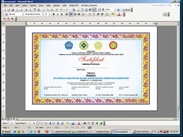 Sertifikat dengan Word