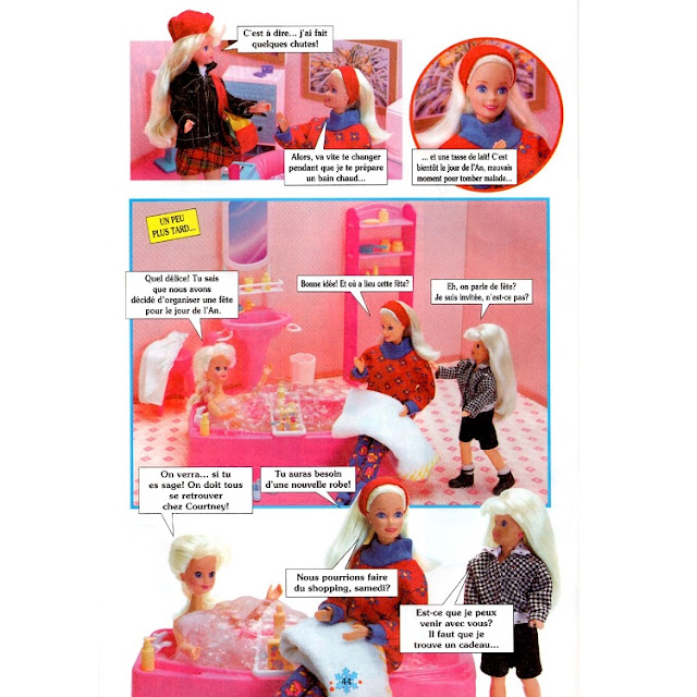 Seconde page des aventures de Barbie Fun Family, une grippe qui tombe mal.