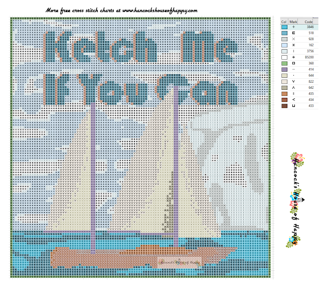 Nautical Daze! Ketch Me If You Can Nautical Sailing Themed Free Cross Stitch Pattern