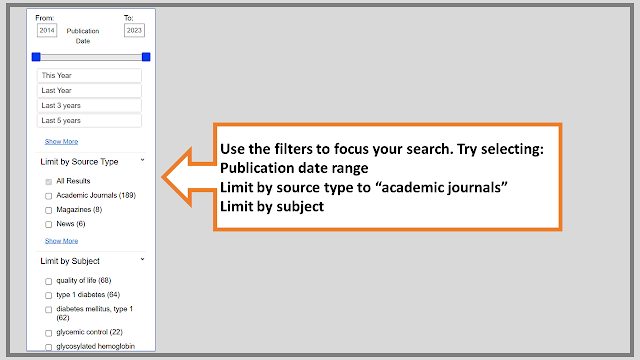 example filter options for the article we are looking for