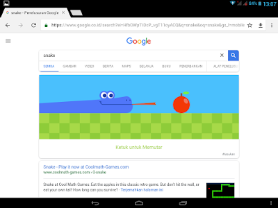 Snake salah satu game yang ada di google search