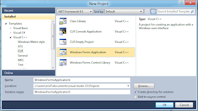 New a Visual C++ CLR Windows Forms Application