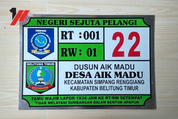 Percetakan Plat Nomor Rumah di <wilayah>Kabupaten Aceh Tengah</wilayah> Terbesar dan Termurah