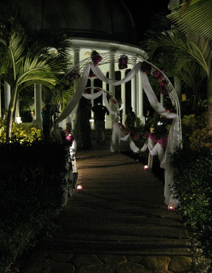 This is the Garden Wedding Gazebo at night set up for a real wedding we