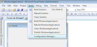 Cara Setting Project Database Visual Basic .NET dengan Microsoft Access Berjalan di Windows 64bit Klik Menu Build Configuration Manager