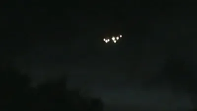 Fleet of UFO Orbs over Russia in 2014 is likely flares.