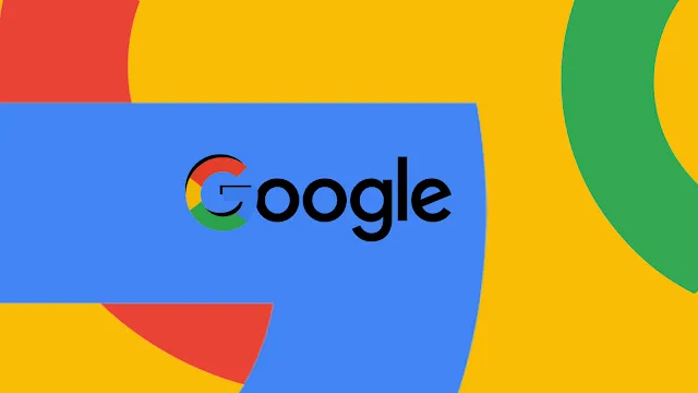 Colorful stylized Google logo design on a yellow background