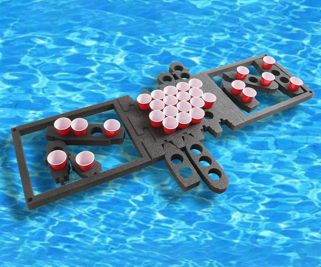 Set Sail for Boozy Battles: Transform Your Pool with Battleship Floating Beer Pong!