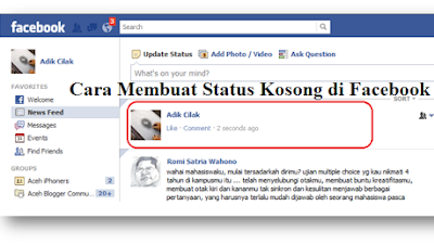 Cara Membuat Status Kosong di Facebook