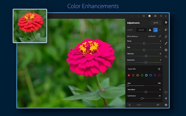 التعديل على ألوان الصور بواسطة تطبيق Adobe Lightroom