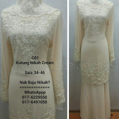 cara buat veil pengantin baju kurung nikah warna putih cream 