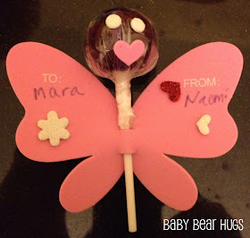 valentine butterfly with sucker for purim