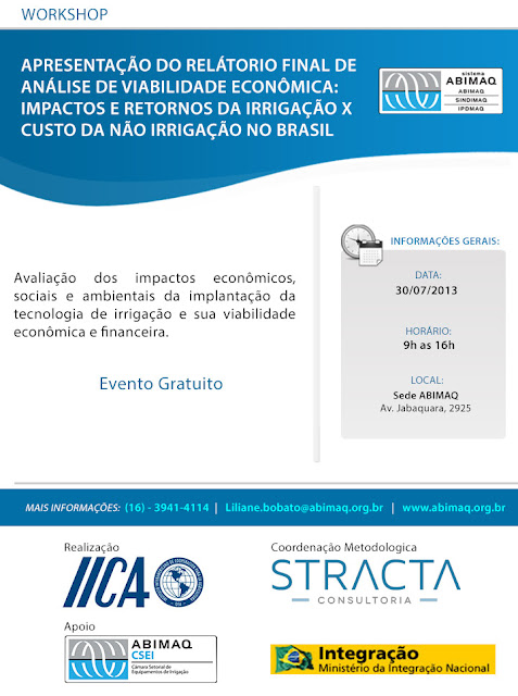 Workshop: Apresentação do relatório final de análise de viabilidade econômica: Impactos e retornos da irrigação X custo da não irrigação no Brasil