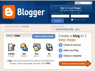 Image of Blogger screen