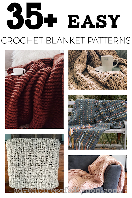 collage of crochet blankets