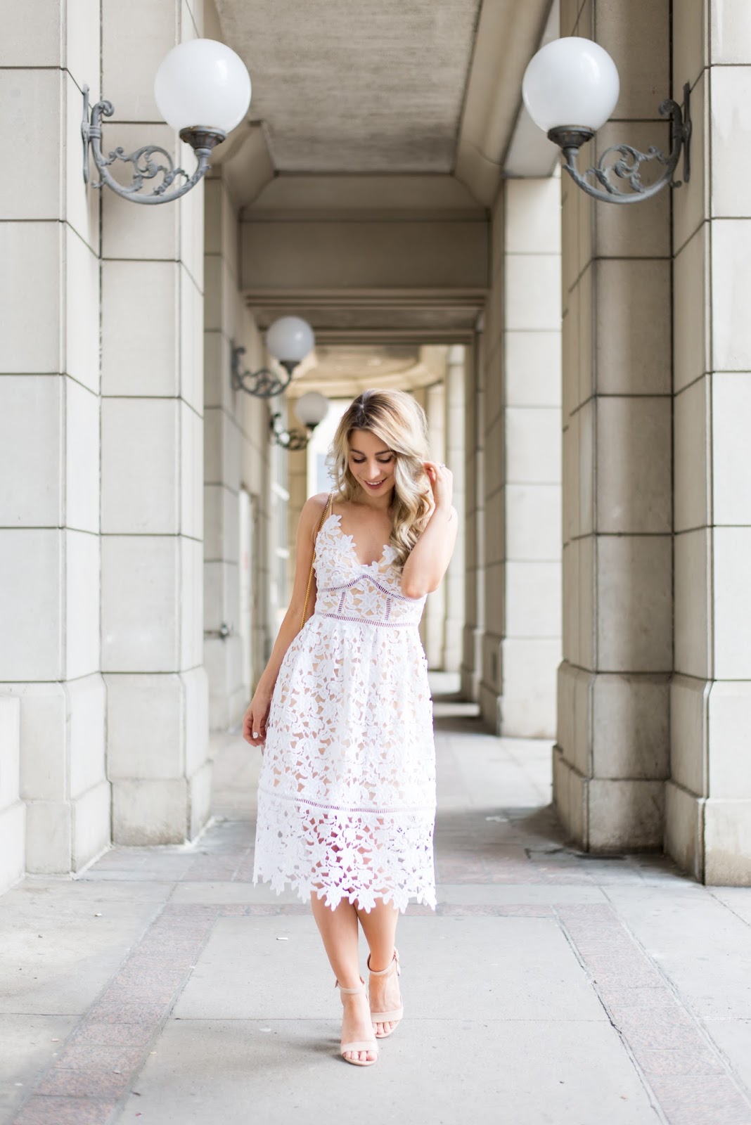 guess white lace midi dress spring summer 2017 outfit