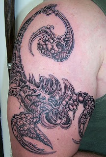 Scorpio Zodiac Tribal Tattoo Stone Desaign On Arm