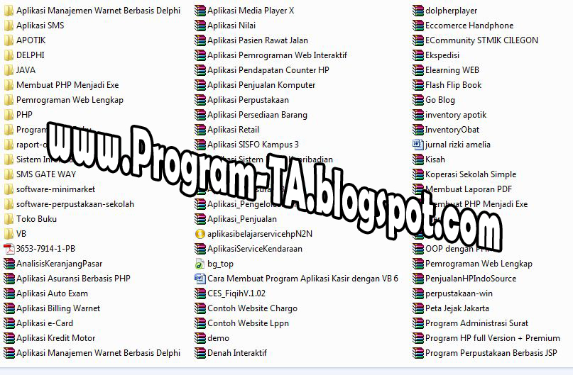 Contoh Program/Aplikasi PHP, Java, VB, dan Delphi 