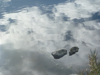 clouds reflected in water