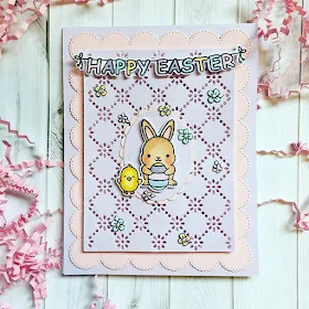 Sunny Studio Stamps: Chubby Bunny Frilly Frame Dies Customer Card by Kirsty Ann