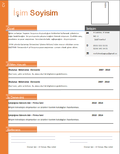 Mühendis cv si nasıl olmalı