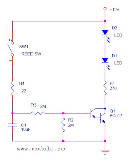 schema electrica de circuit pentru temporizator de lumina cu led  