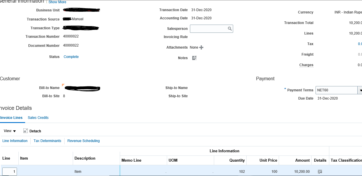 AR Invoice Creation REST API in Oracle Fusion