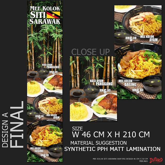 Mee Kolok Siti Sarawak Bunting Design and Food Photography by Izutaro