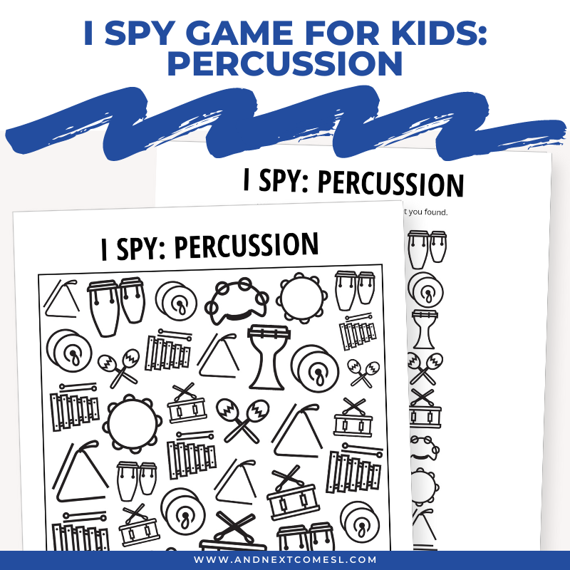 Printable percussion I spy game for kids