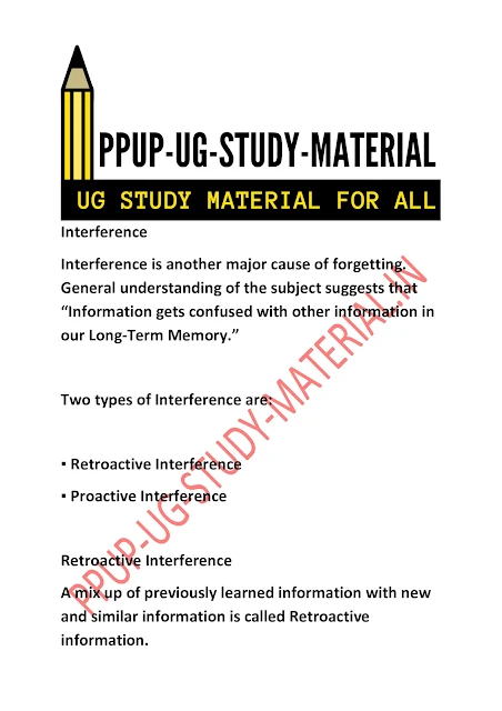 What are the Causes of Forgetting? | ppup part 1 psychology subsidiary ug study material download pdf