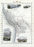 Mapa de Perú y Bolivia, 1850. Muestra los territorios peruanos de Tacna, . (mapa de perãº bolivia )