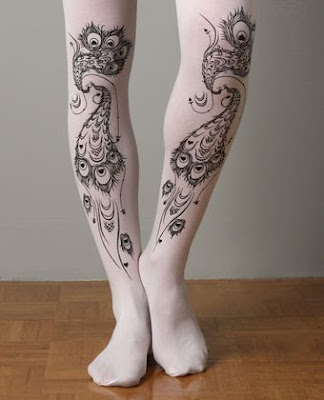 Peacock tattoo tights, at lulus.com.