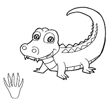 Cute Paw Baby Crocodile For Coloring Sheet Images