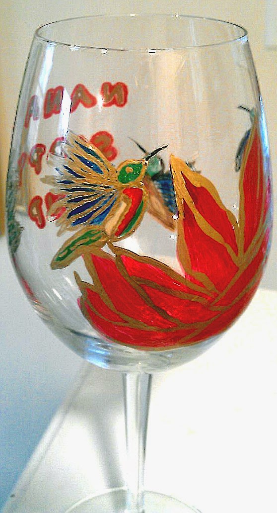 hummingbird wine glass