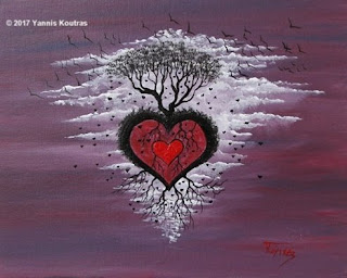   Love Tree -– Acrylic on canvas Videos tutorial showing painting techniques and tips for beginners who paint in ACRYLICS by Yannis Koutras