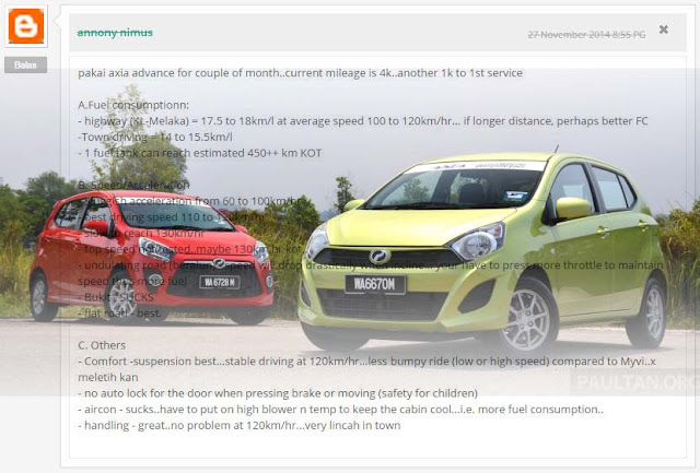 Luahan Hati Pemandu Perodua Axia - Blogger Lelaki