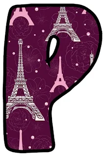 Abecedario Morado con Torre Eifel.