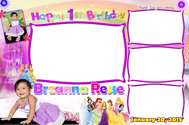 first birthday disney princess photo booth template