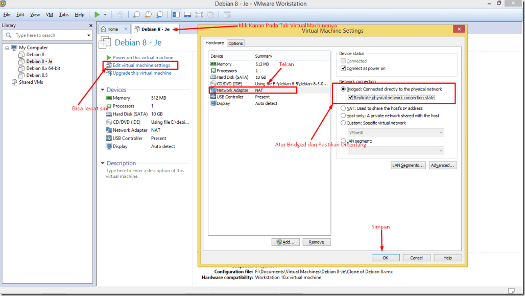 Setting Adapter Network Pada VM Ware