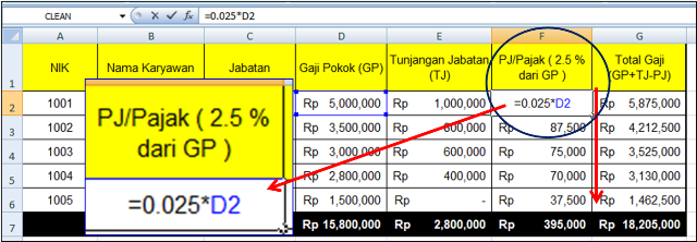  Komputer Internet Bisnis Contoh Rumus Hitung Gaji dengan Excel 2007