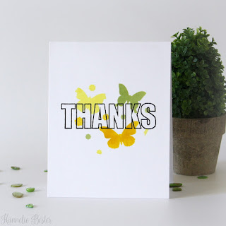 one layer thank you card : Uniko stamp and stencil