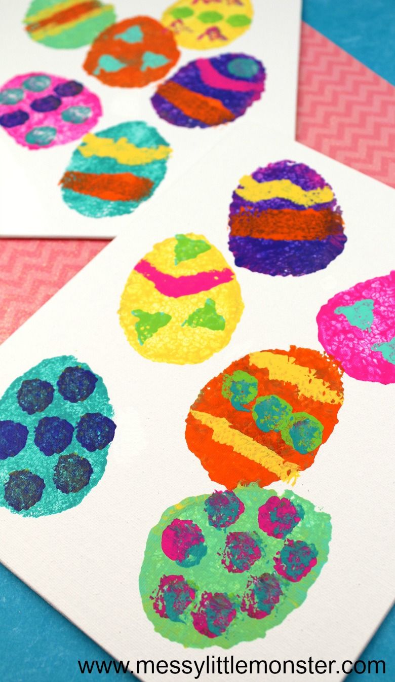 Sponge painting Easter egg craft for preschoolers