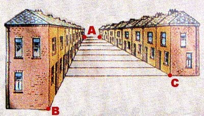Parallel house line optical illusion