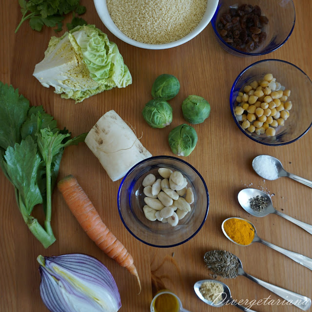 Ingredientes receta de cuscús con verduras
