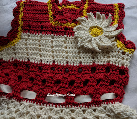 Sweet Nothings Crochet free crochet pattern blog, photo of the yoke of the Sunflower Sundress,