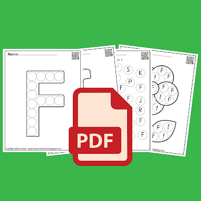 Letter F dot markers free preschool coloring pages ,learn alphabet ABC for toddlers