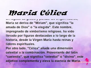 ▷ Significado del nombre Maria Célica