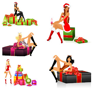 セクシーな女性のクリスマス・プレゼント sexy christmas girls vector イラスト素材